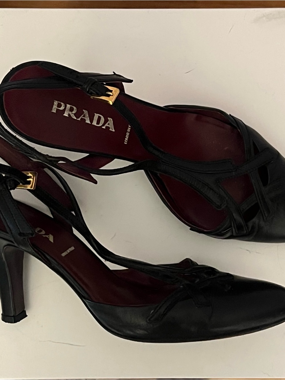 Vintage Prada Black Leather Slingback Pumps